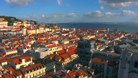Aerial-view-of-Lisbon-at-sunset