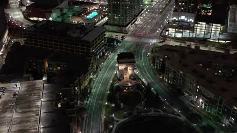 Aerial-of-Atlanta,-Georgia-at-Night