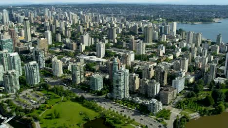 Aerial-view-Vancouver-city-buildings-Devonian-Harbour-Park