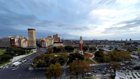 Buenos-Aires,-Argentina-torre-reloj-con-lapso-de-tiempo-de-la-puesta-de-sol