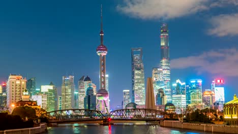 Time-lapse-de-Shanghai-bund-puente-jardín-de-horizonte