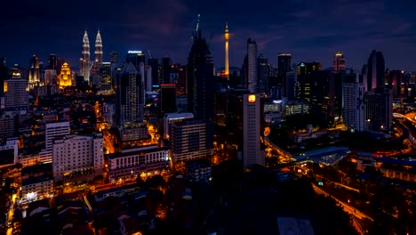 Lapso-de-tiempo-puesta-del-sol---ciudad-de-Kuala-Lumpur