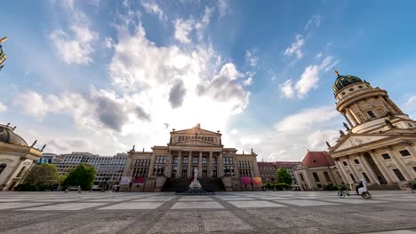 Berlin-city-skyline-timelapse-at-Gendarmenmarkt-Square,-Berlin,-Germany,-4K-Time-lapse