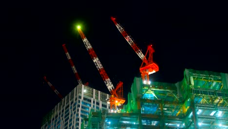 Cranes-Night-lapse-4K-at-shiuya-middle-shot