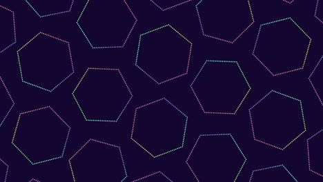 Futuristic-hexagons-pattern-with-neon-rainbow-dots-on-black-gradient
