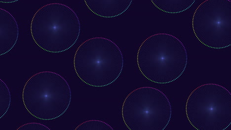 Futuristisches-Kreismuster-Mit-Neonfarbenen-Regenbogenpunkten-Auf-Schwarzem-Farbverlauf