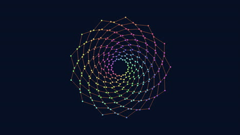 Abstrakte-Und-Neonzauberhafte-Blume-Mit-Neonfarbenen-Punkten-Und-Linien-Im-Dunklen-Raum