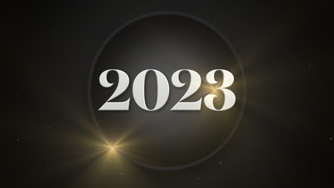 2023-Auf-Schwarzem-Kreis-Und-Goldene-Glitzer-Auf-Schwarzem-Farbverlauf
