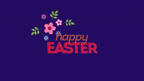 Happy-Easter-with-colorful-spring-flowers-on-blue-gradient