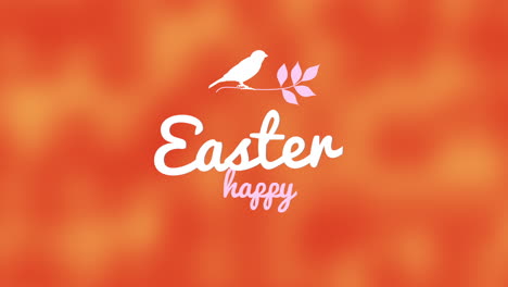 Happy-Easter-with-retro-leave-and-bird-on-orange-gradient