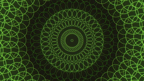 Psychedelic-green-geometric-pattern-with-neon-light-in-spiral