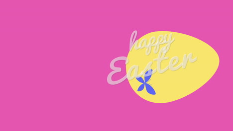 Happy-Easter-with-retro-yellow-egg-on-pink-gradient