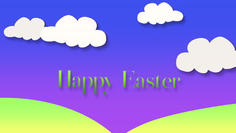 Happy-Easter-with-white-cloud-and-purple-sky-in-spring-landscape