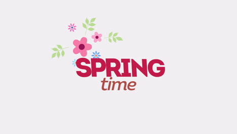 Tiempo-De-Primavera-Con-Flores-De-Colores-En-Degradado-Blanco