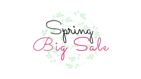 Spring-Big-Sale-with-green-leaves-on-white-gradient