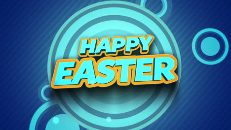 Happy-Easter-cartoon-text-with-circles-pattern-on-blue-texture