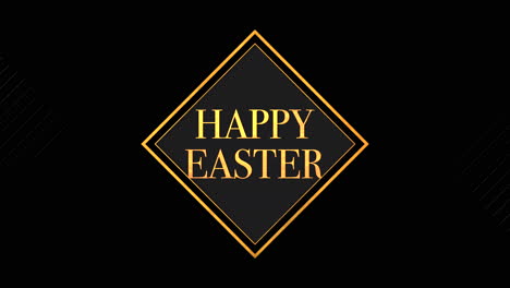 Happy-Easter-in-gold-frame-on-striped-pattern