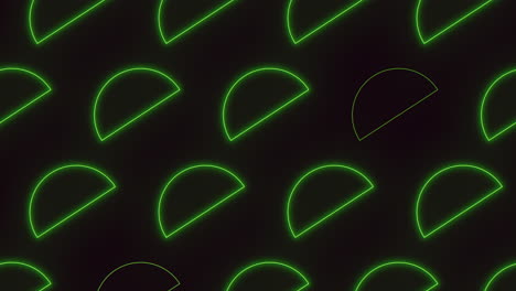 Green-neon-geometric-shapes-in-rows-on-black-gradient-2