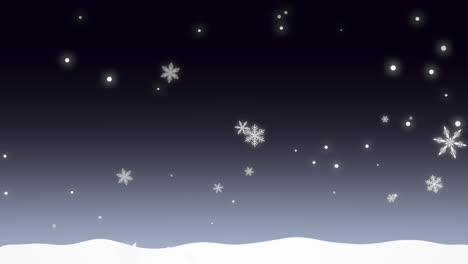 Fallender-Weihnachtsschnee-Und-Schneeflocken-Im-Blauen-Nachthimmel