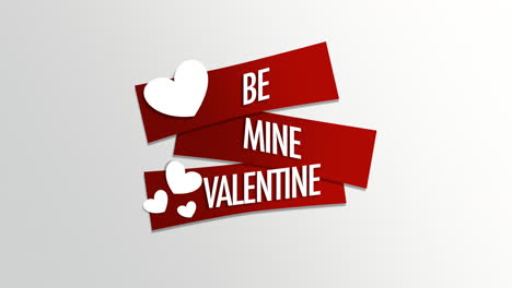 Sei-Mein-Valentinstag-Auf-Roten-Bändern-Mit-Romantischen-Herzen-Auf-Weißem-Farbverlauf