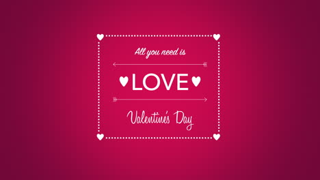 Valentinstag-Mit-Liebe-Im-Rahmen-Und-Herzen-Auf-Rotem-Farbverlauf