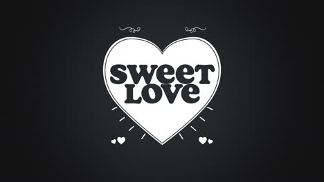 Süße-Liebe-Mit-Weißem-Herzen-Auf-Schwarzem-Farbverlauf