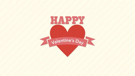 Happy-Valentines-Day-with-red-heart-and-ribbon-on-striped-pattern