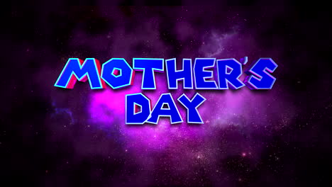 Cartoon-Mother-Day-text-in-galaxy-with-stars-and-clouds