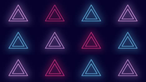 Patrón-De-Iconos-De-Triángulos-Con-Luz-Led-De-Colores-Neón