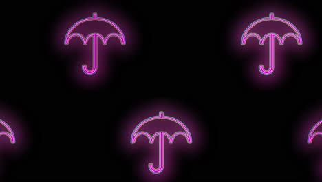 Neon-pink-umbrella-pattern-on-black-gradient