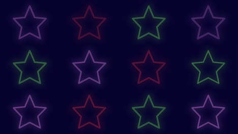 Neon-rainbow-stars-pattern-in-rows