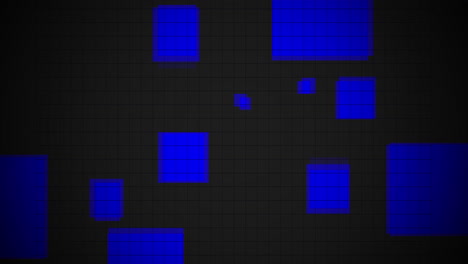 Neon-blue-squares-pattern-on-black-gradient
