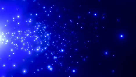 Flying-random-blue-stars-and-space-dust-in-black-galaxy