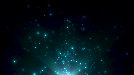 Flying-random-green-stars-and-space-dust-in-black-galaxy
