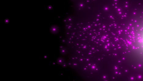 Estrellas-Y-Brillos-Púrpuras-Que-Vuelan-Y-Se-Mueven-Al-Azar-En-La-Galaxia
