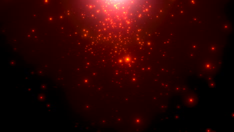Filmische-Rote-Sternenfelder-Und-Fliegendes-Glitzern-In-Der-Galaxie