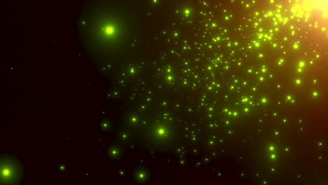 Filmische-Grüne-Sternenfelder-Und-Fliegendes-Glitzern-In-Der-Galaxie