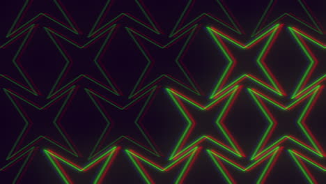 Neon-stars-pattern-with-glitch-effect-on-black-gradient