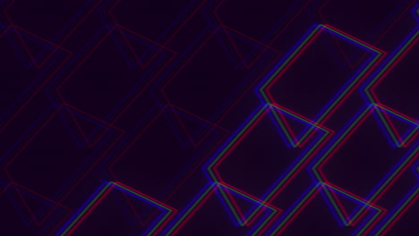 Neongeometrisches-Formenmuster-Mit-Glitch-Effekt-Auf-Schwarzem-Farbverlauf