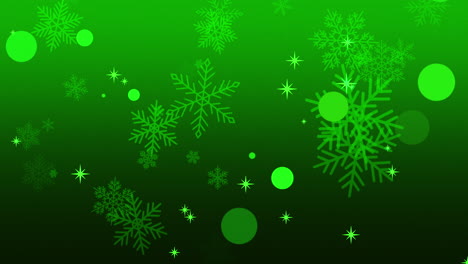 Falling-green-glitters-and-snowflakes-on-fashion-gradient