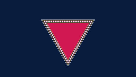 Retro-red-triangle-with-light-lamps-on-blue-gradient
