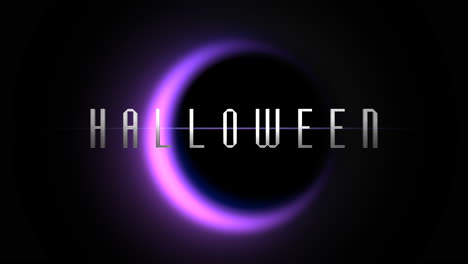 Halloween-Auf-Lila-Mond-Im-Dunklen-Raum