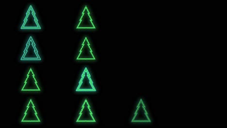 Weihnachtsbäume-Muster-Mit-Neonpulsierendem-Licht-Auf-Schwarzem-Farbverlauf