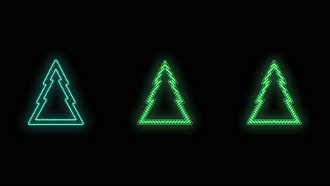 Patrón-De-árboles-De-Navidad-Con-Luz-Pulsante-De-Neón-En-Degradado-Negro
