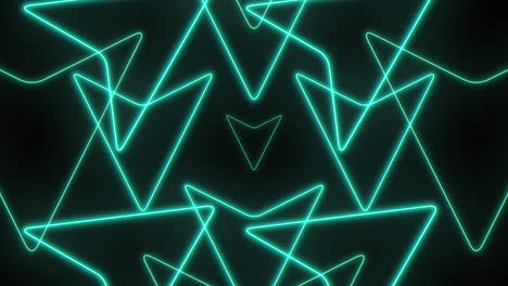 Random-green-triangles-pattern-with-neon-led-light-on-black-gradient