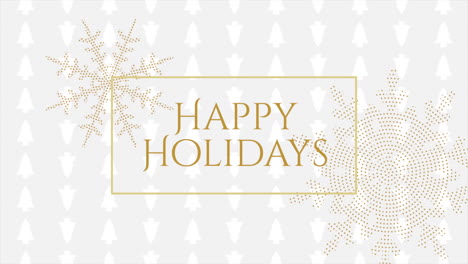 Happy-Holidays-with-gold-snowflakes-and-Christmas-trees-pattern
