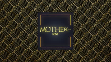 Muttertag-Mit-Goldenem-Würfelmuster-Und-Rahmen-Auf-Schwarzem-Muster