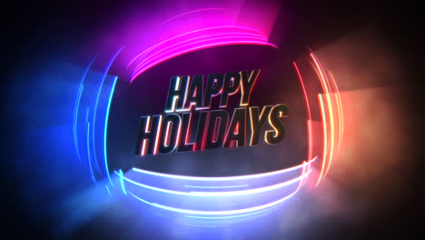 Happy-Holidays-with-colorful-neon-laser-light-on-award-stage