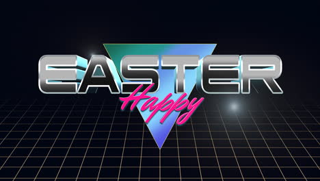 Happy-Easter-with-retro-blue-triangle-and-grid-in-galaxy
