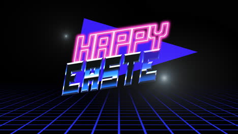 Happy-Easter-with-retro-blue-triangle-and-grid-in-galaxy